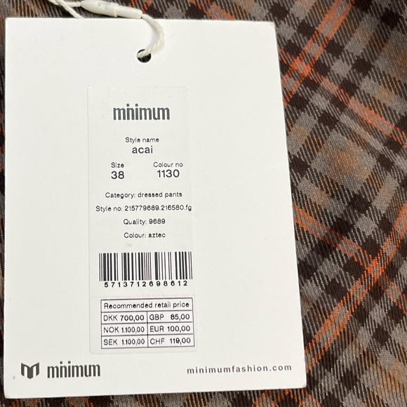 NWT - Minimum Women’s London Plaid Wide Leg Split Hem Trousers- Size 38 / M - Picture 11 of 11